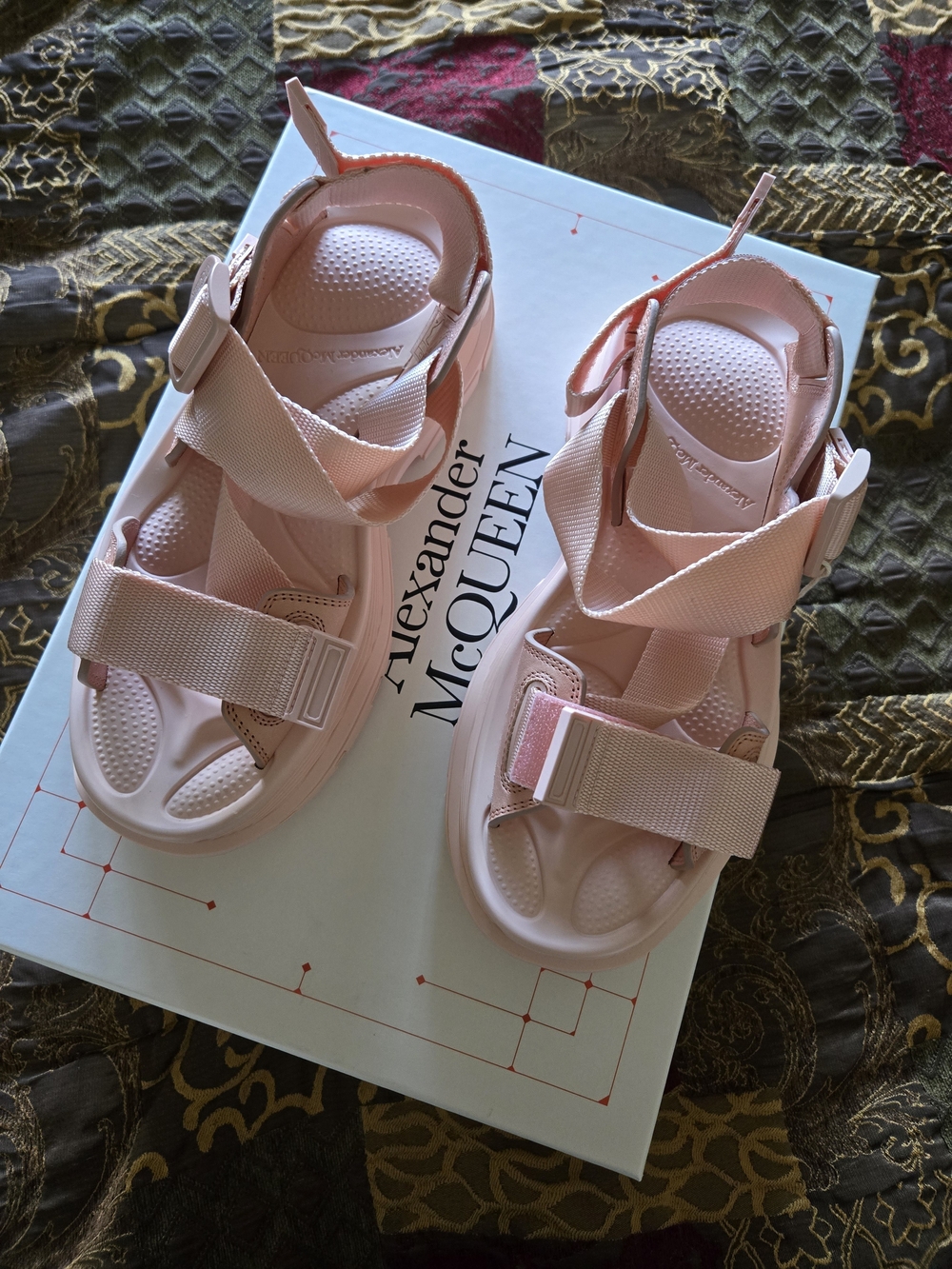 Alexander McQueen Pale Pink Strappy Sport Sandals